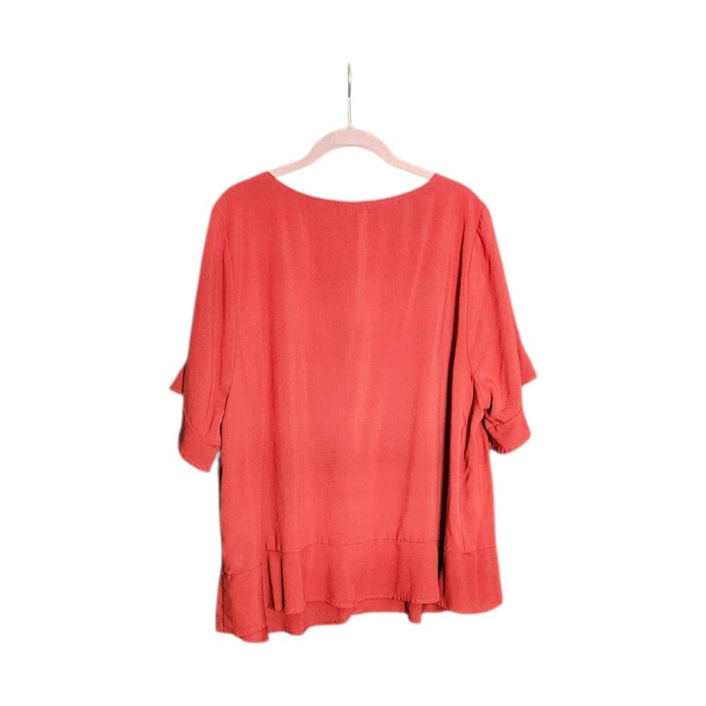 Torrid Rust Button-Front V-Neck Ruffle Sleeve Blo… - image 3